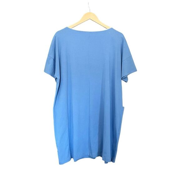 Eileen Fisher Horizon Bateau Neck Tunic Blue Short Sleeve Large - Picture 2 of 6